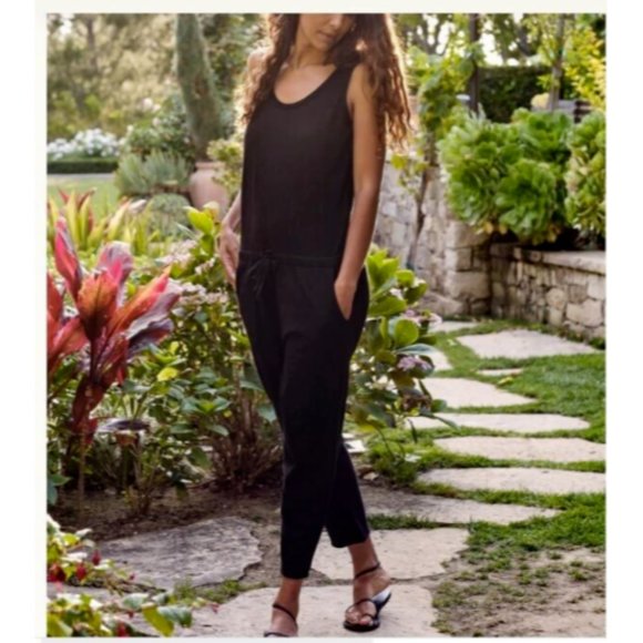 Frank & Eileen Pants - Frank & Eileen Large Heritage Jersey Sleeveless Tank Jumpsuit Black Womens READ
